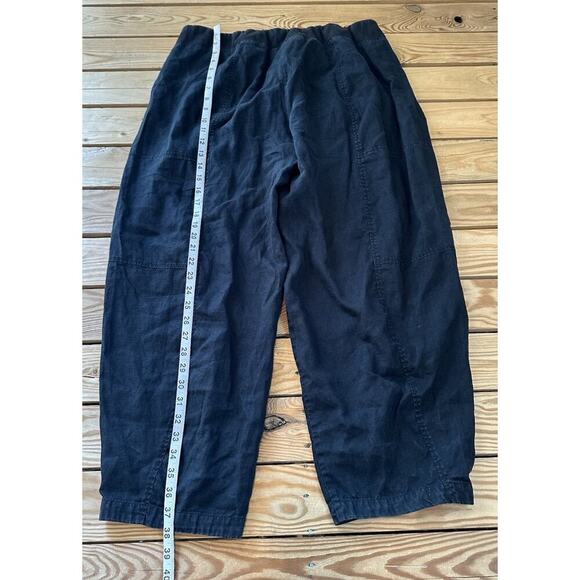 Eileen Fisher Linen Cropped Pants Size Large Women’s Black Drawstring - Picture 5 of 8